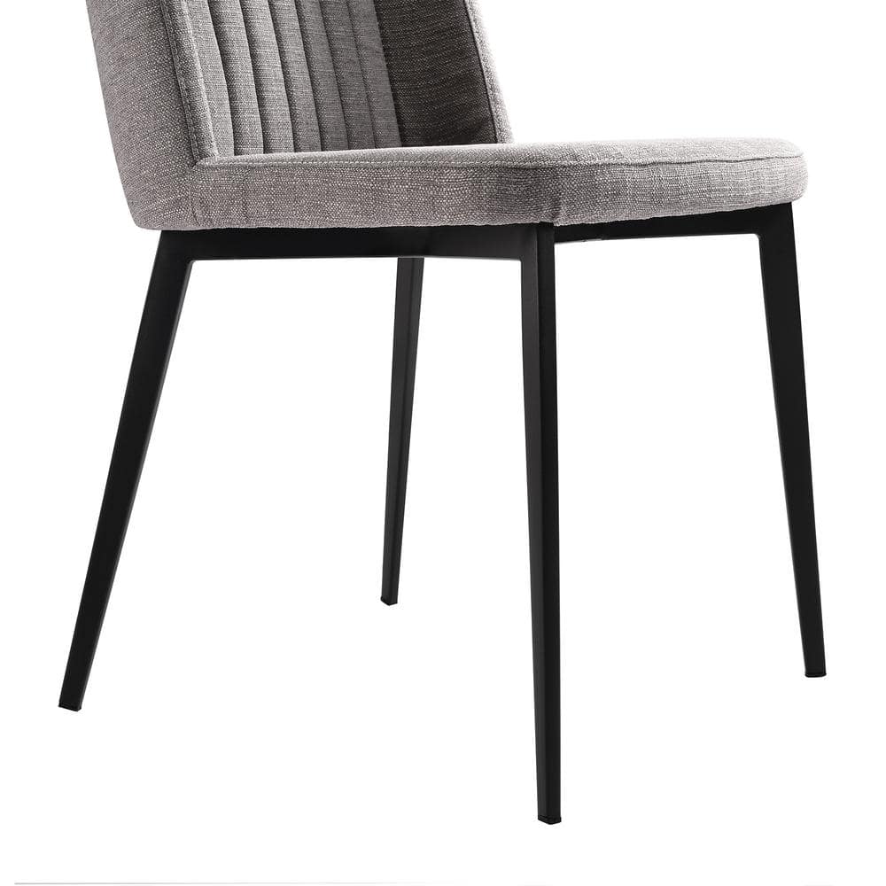 Set of 2 Gray Upholstered Metal Dining Chairs