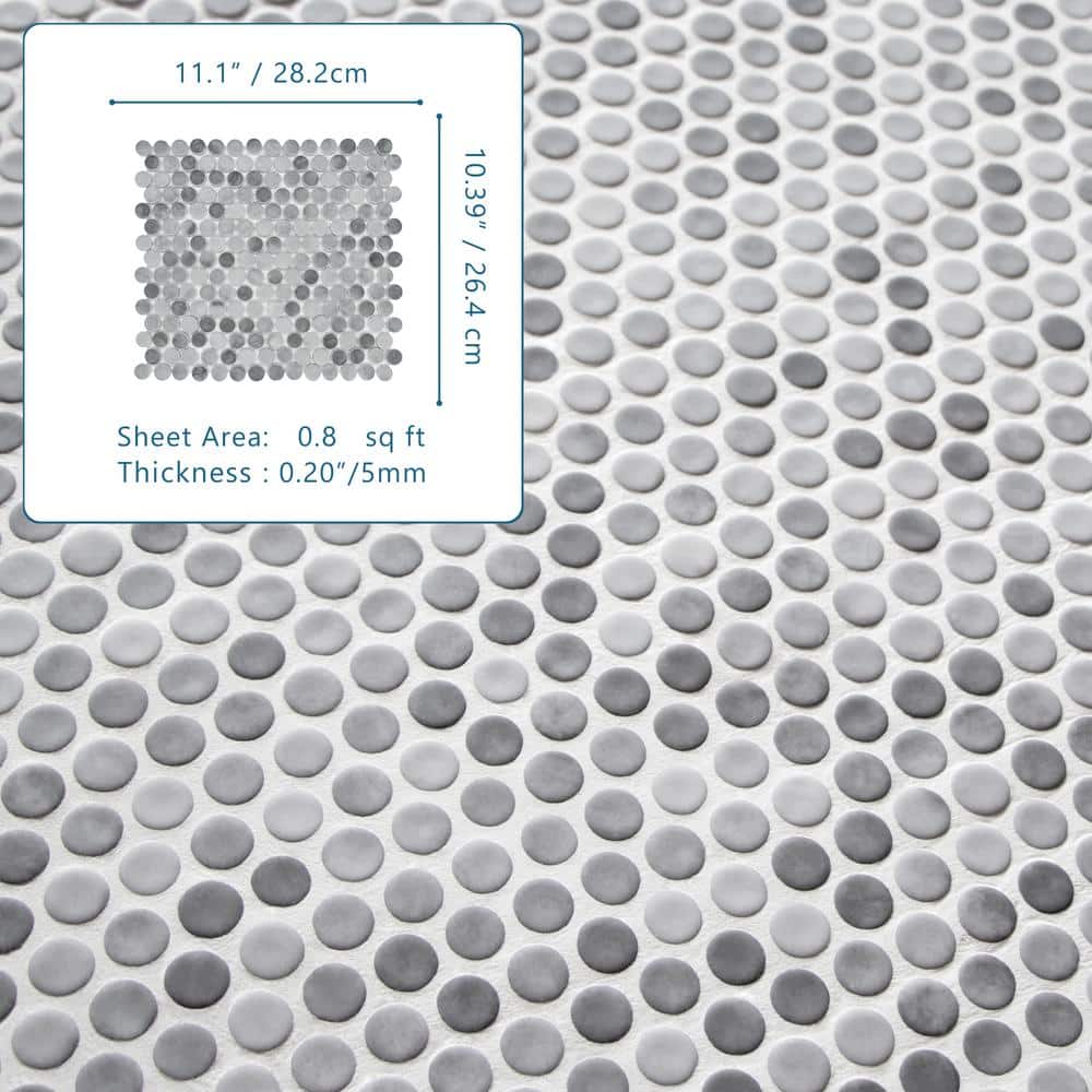 Gray Penny Round Recycled Glass Mosaic Tile 11" x 10"