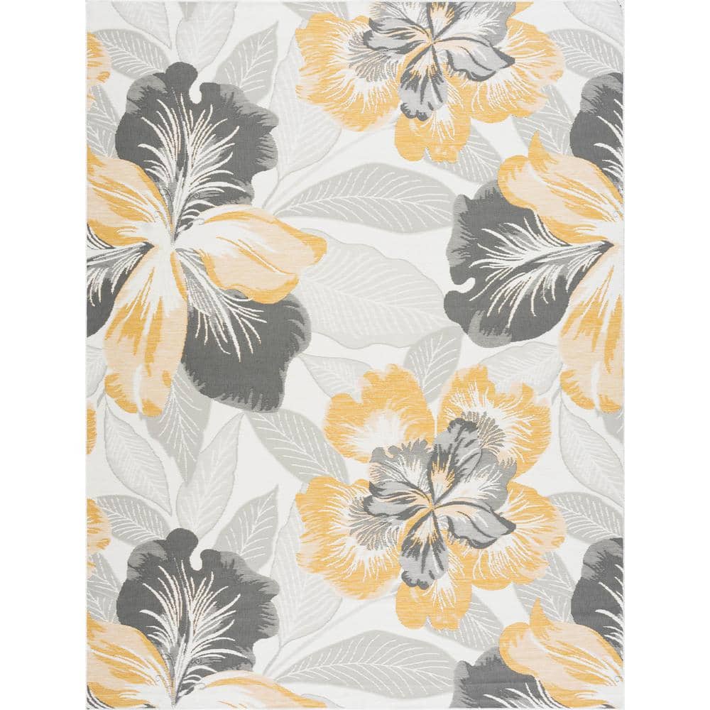 Cream Flora 5 ft. X 7 ft. Floral Indoor/Outdoor Area Rug price history on PriceWatchPro