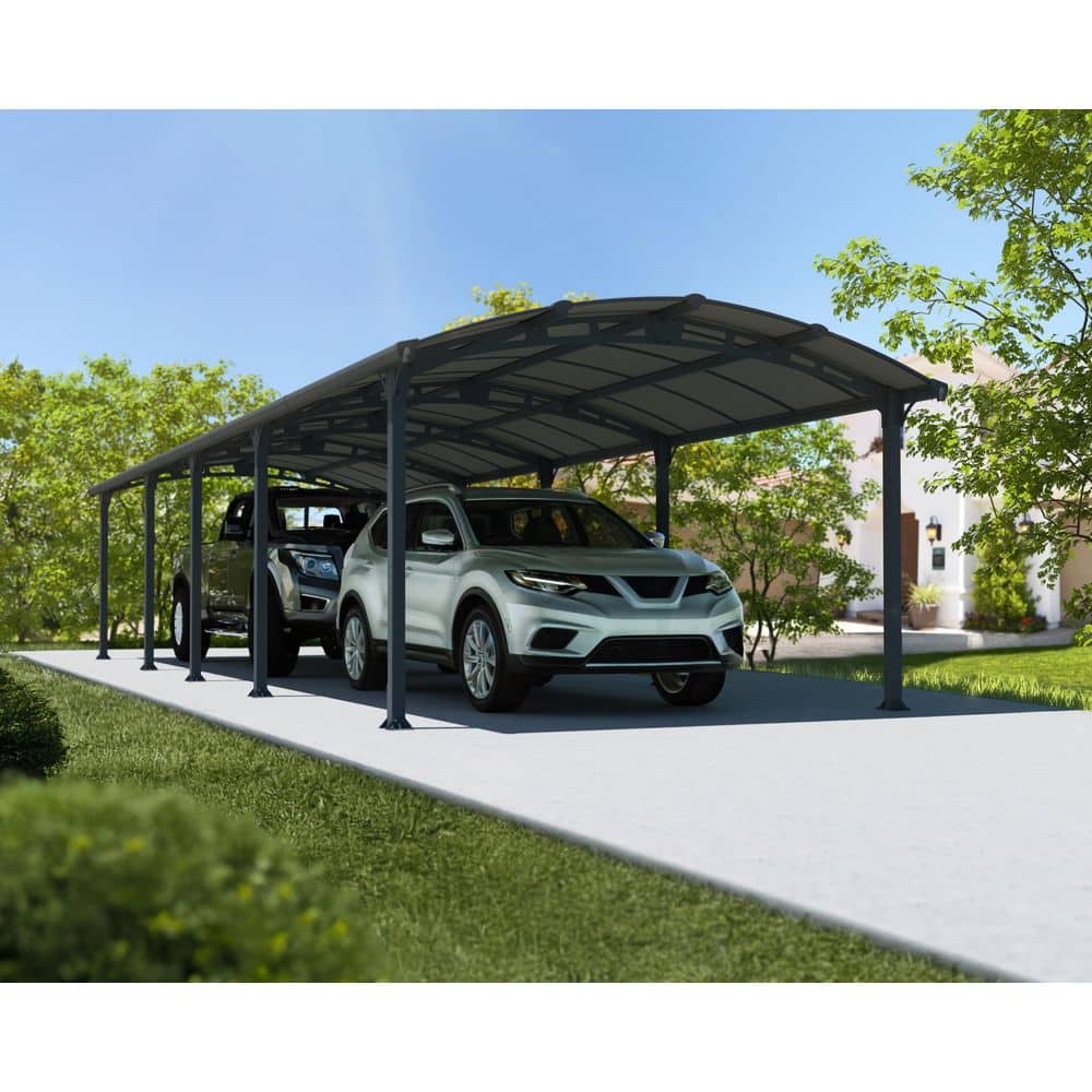 CANOPIA by PALRAM Arcadia 12 ft. x 35 ft. Gray/Gray Metal Carport