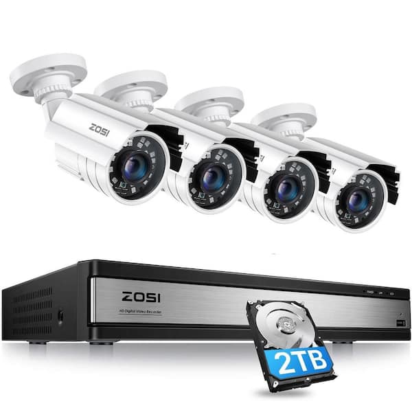 ZOSI 16-Channel 1080p 2TB DVR Security Camera System with 4-Wired Outdoor Bullet Cameras