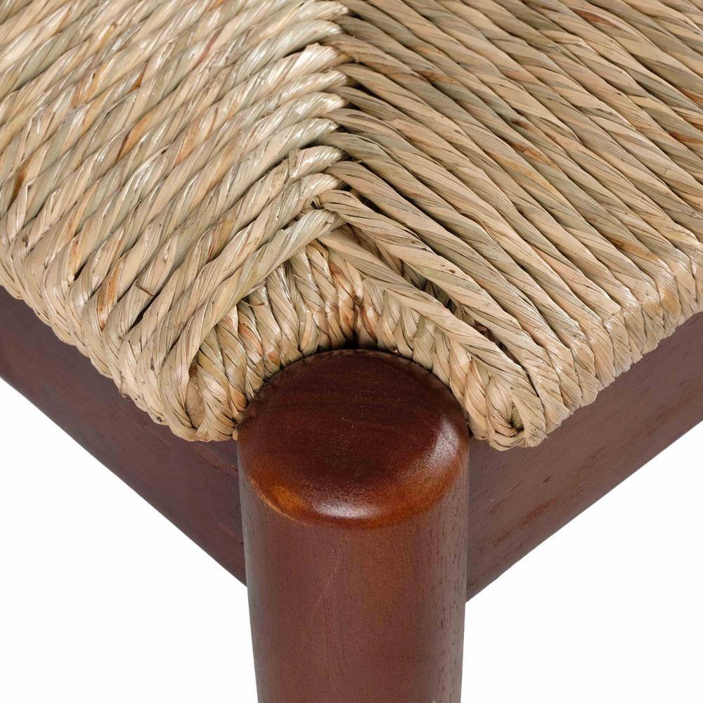 Large Dark Natural Seagrass and Wood Bench