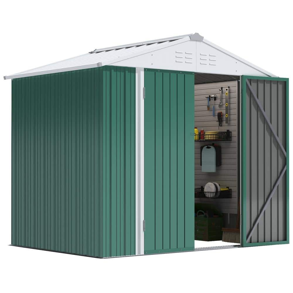 Mondawe Happy 8 ft. W x 6 ft. D Utility Lawn Galvanized Metal Storage Shed  Double Doors with Lock in Brown (44 sq. ft.) MD-TX196AAD - The Home Depot