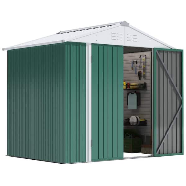 Tozey 8 ft. W x 6 ft. D Outdoor Storage Metal Shed Utility Patio Shed for Garden and Backyard 48 sq. ft. in Green
