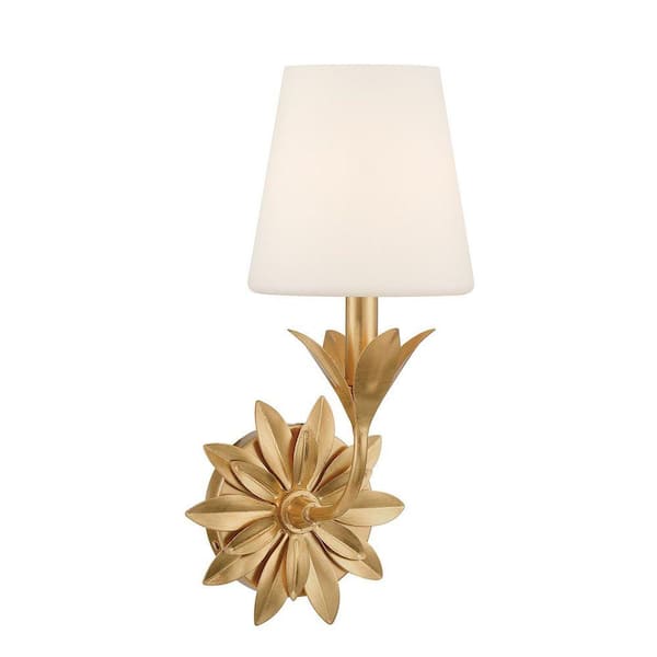 6.5 Broche 1 Light Antique Gold Sconce