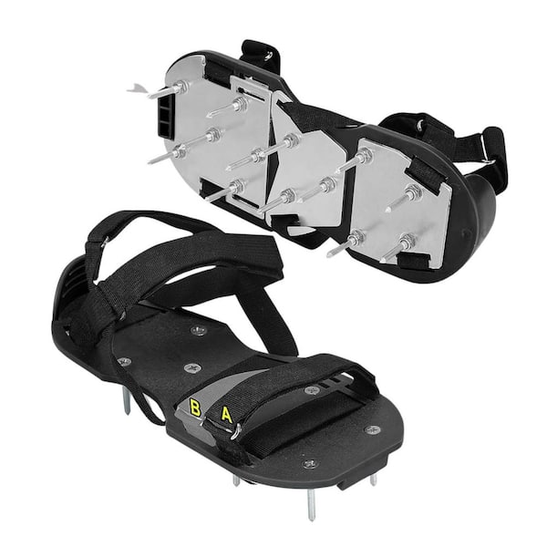 13 Tine Lawn Aerator Shoes for Grass Pre-Assembled Grass Aerator for Lawn Soil Yard, Patio Garden in Black