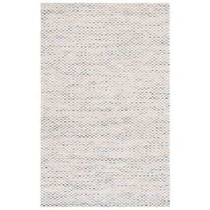 Marbella White/Navy 5 ft. x 8 ft. Striped Solid Color Area Rug