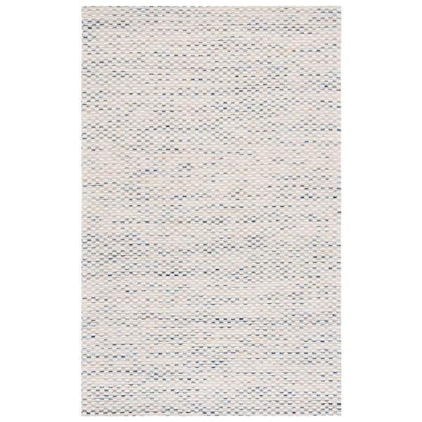 SAFAVIEH Marbella White/Navy 6 ft. x 9 ft. Striped Solid Color Area Rug