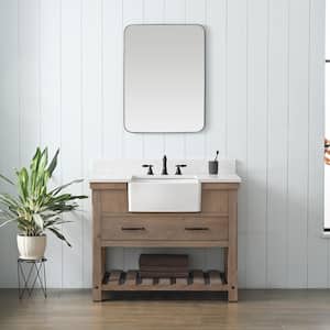 Wesley 42 in. W x 22 in. D Bath Vanity in Weathered Natural with Engineered Stone Top in Ariston White with White Sink
