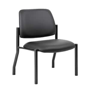 BOSS Antimicrobial Vinyl Upholstered 400 lbs. Capacity Guest Chair in Black Armless
