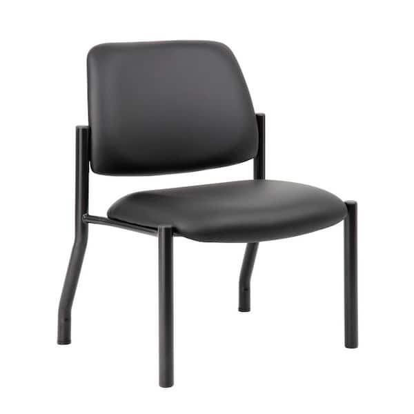 BOSS Office Products BOSS Antimicrobial Vinyl Upholstered 400 lbs. Capacity Guest Chair in Black Armless