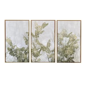 "Greige Botanicals" by Gallery 57-Floater Frame Giclee Nature Leaf Art Print 30 in. x 48 in.