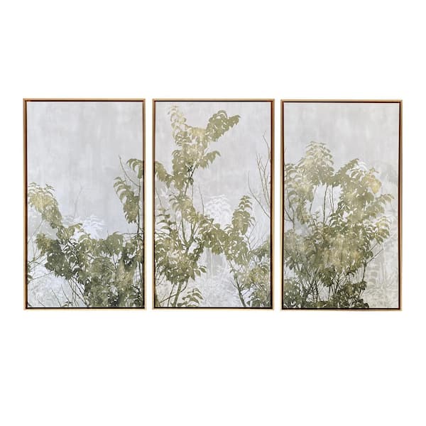 Unbranded "Greige Botanicals" by Gallery 57-Floater Frame Giclee Nature Leaf Art Print 30 in. x 48 in.