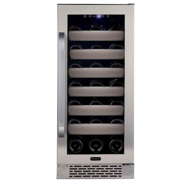 15 in. Single Zone 33-Bottles Undercounter Built-In Wine Cooler Refrigerator Stainless Steel LED