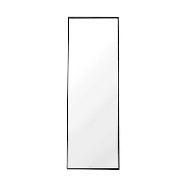 FUNKOL 59 in. x 16 in. Rectangular Black Wall Mounted Full Body Bathroom Vanity Mirror with Metal Frame and Stand
