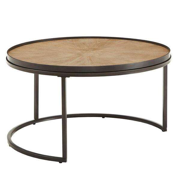 Homesullivan 2 Piece 36 In Oak Medium Round Wood Coffee Table Set With Nesting Tables 40089ga 30bk Oak Medium Round Wood Coffee Table Set, Round Oak Coffee Table Nest
