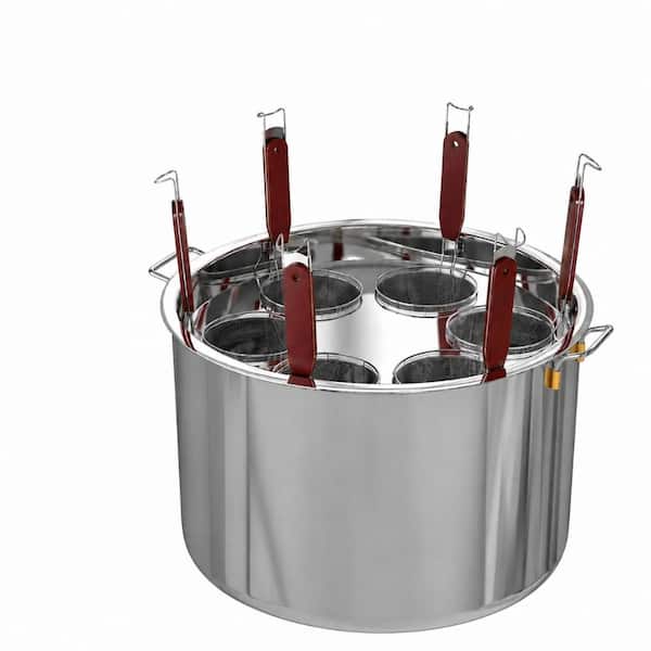 Commercial Pasta Cooker Pot 53.22 Qt. Stainless Steel with 6 Strainer Basket Inserts, 19.69 x 19.69