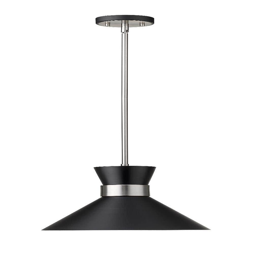 Soriano Matte Black Steel 13.25" Industrial Pendant Light