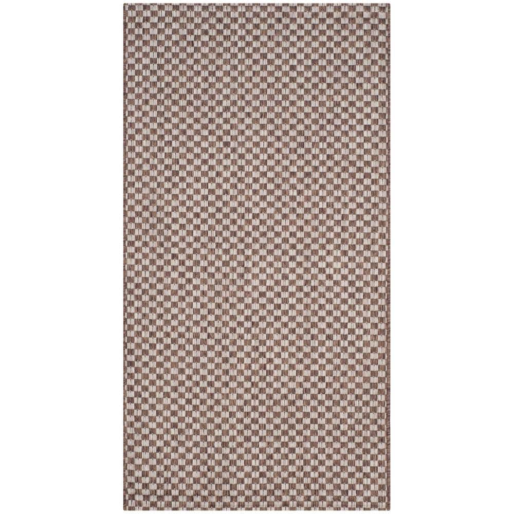 Light Brown and Grey Flat Woven Reversible Synthetic Rug, 2' x 3'7"