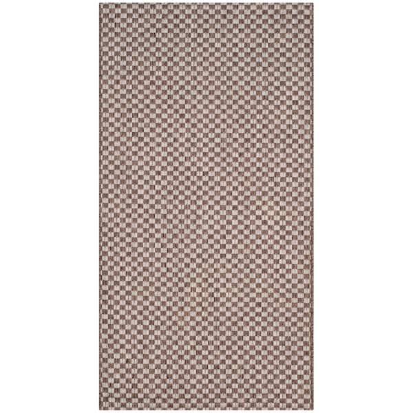 SAFAVIEH Courtyard Light Brown/Light Gray Doormat 3 ft. x 5 ft. Solid Indoor/Outdoor Patio Area Rug