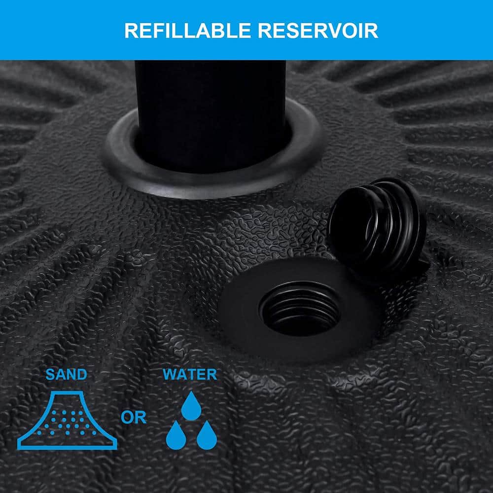 Black Heavy Duty 20" Round Patio Umbrella Base with Steel Holder