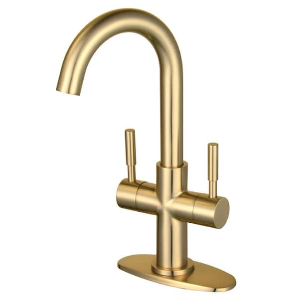 Kingston Brass Concord 2-Handle Single Hole Bathroom Faucet in Brushed ...