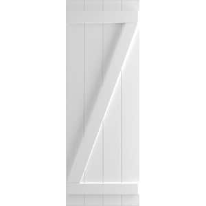 21-1/2 in. x 31 in. True Fit PVC 4-Board Joined Board and Batten Shutters with Z-Bar Pair in White