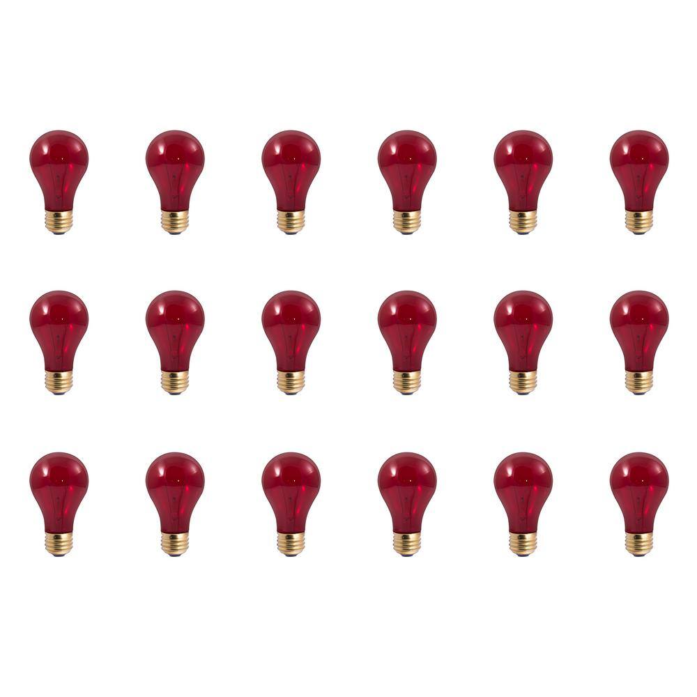 25-Watt A19 Transparent Red Dimmable Incandescent Light Bulb (18-Pack)
