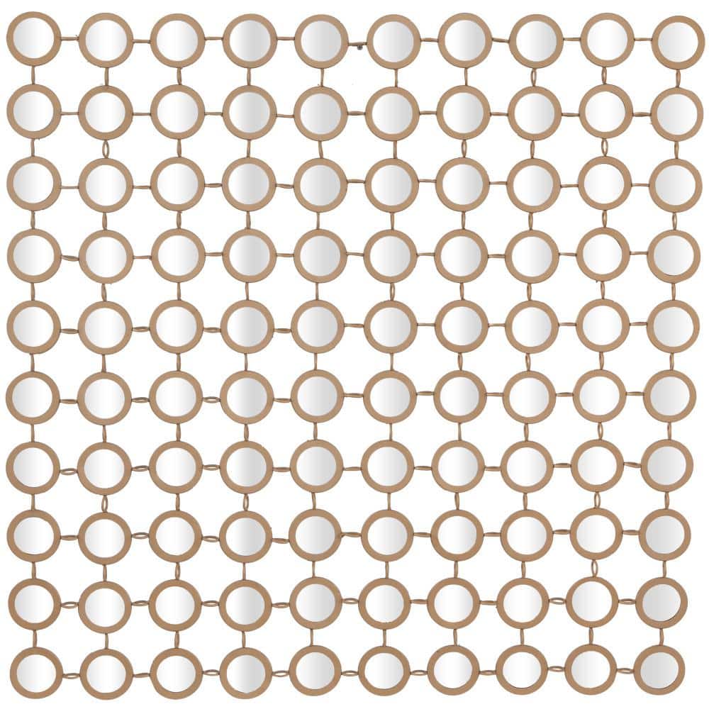 Square Gold and Silver Metal Wall Mirror Panel