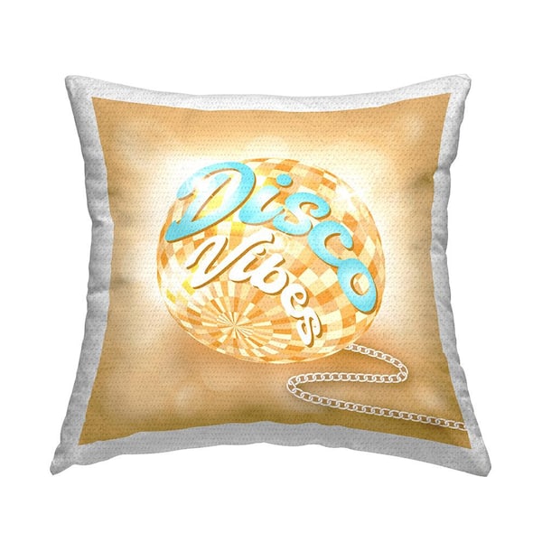 Stupell Industries Yellow Disco Vibes Retro Ball Yellow Square Outdoor Throw Pillow