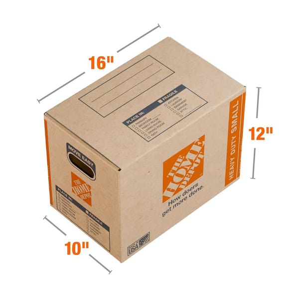 16 in. L x 10 in. W x 12 in. D Heavy-Duty Small Moving Shipping and Packing Box with Handles