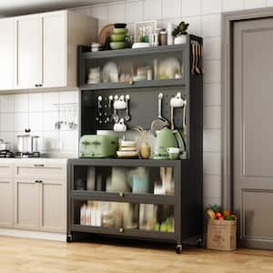 39.4 in. W x 15.7 in. D x 65 in. H Dark Gray Metal Linen Cabinet