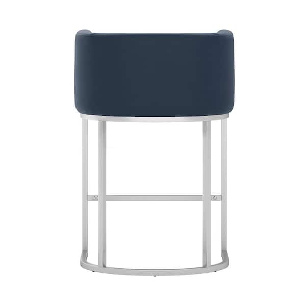 OrangeOne 32.5 in. H Navy Blue and Silver Barstool Low Back Metal