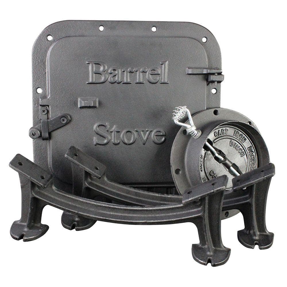 Barrel Stove Kit 30-55 Gallon Drums Cast Iron Outdoor Rustic Cabi Pole Barn 