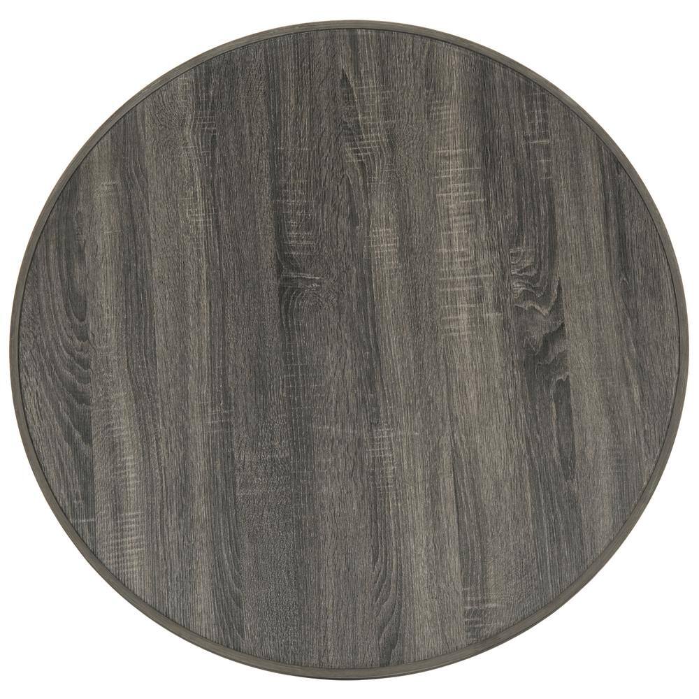 Transitional 35'' Round Wood Coffee Table in Gray/Brown