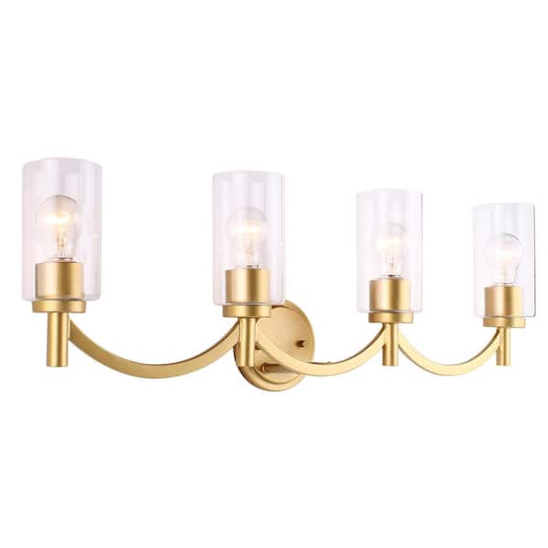 Devora 3-Light Antique Gold and Clear Glass Bath Light Devora 3-Light Antique Gold and Clear Glass Bath Light