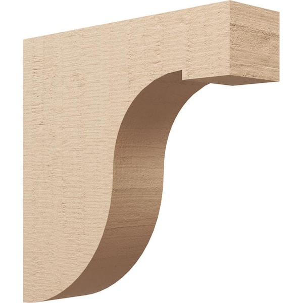 Ekena Millwork Thin Series 1 8 in. x 32 in. x 32 in. Del Monte Rough Cedar Woodgrain Timberthane Polyurethane Corbel in Primed Tan