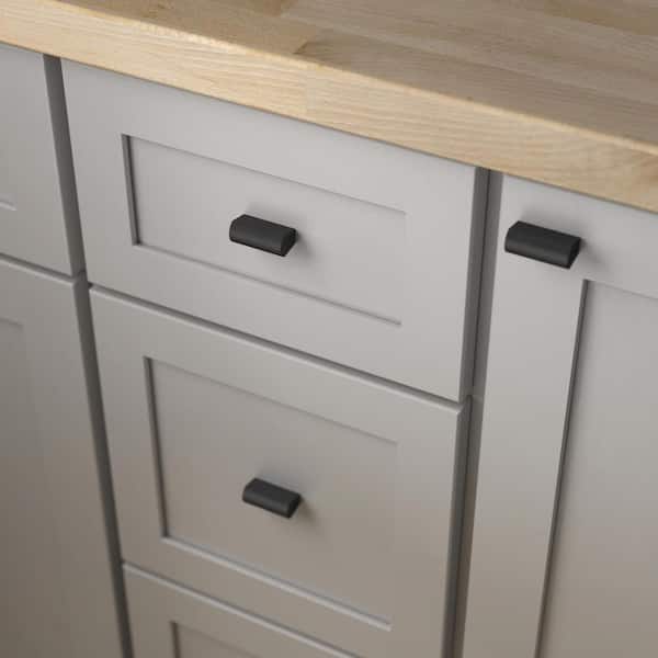 (5-Pack) Modern Arch 1-1/2 in. (38 mm) Modern Matte Black Rectangle Cabinet Knobs