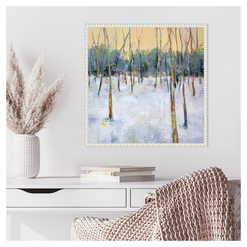 Winter Forest Impressionist Canvas Print with Beaded Frame