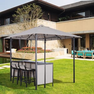 8 ft. x 8 ft. 3-Piece Steel Outdoor Furniture Covered Gazebo Patio Bar Set