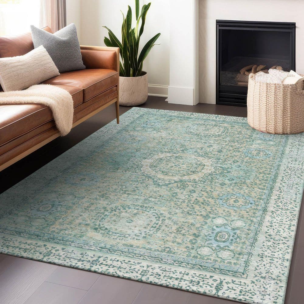 Chantille Machine Washable Indoor/Outdoor Abstract ACN1740 Turquoise 8 ft. x 10 ft. Area Rug price history on PriceWatchPro