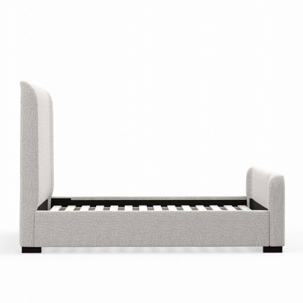 Adele Cream Linen Upholstered King Platform Bed with Wood Frame