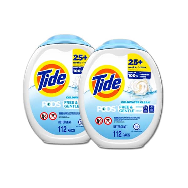 Tide Free and Gentle Liquid Laundry Detergent Pods (112-Count, Multi-Pack 2)