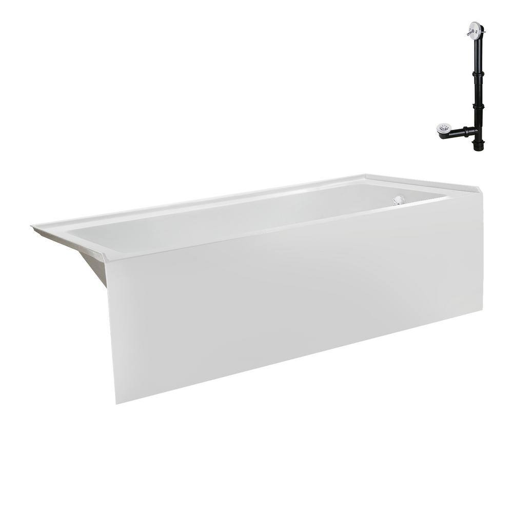 66-Inch Glossy White Acrylic Right-Hand Drain Alcove Bathtub
