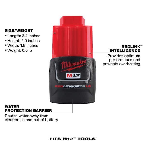 Milwaukee - M12 12-Volt 1.5 Ah Lithium-Ion Compact Battery Pack (2-Pack)