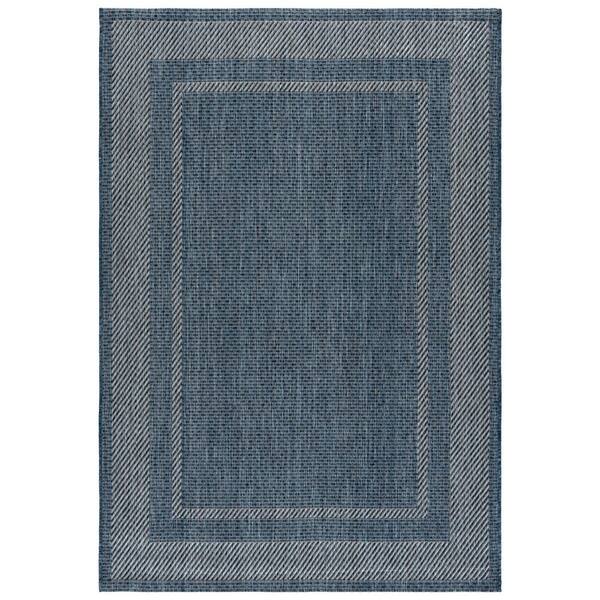 Courtyard 5 x 8 Navy/Gray Border Area Rug