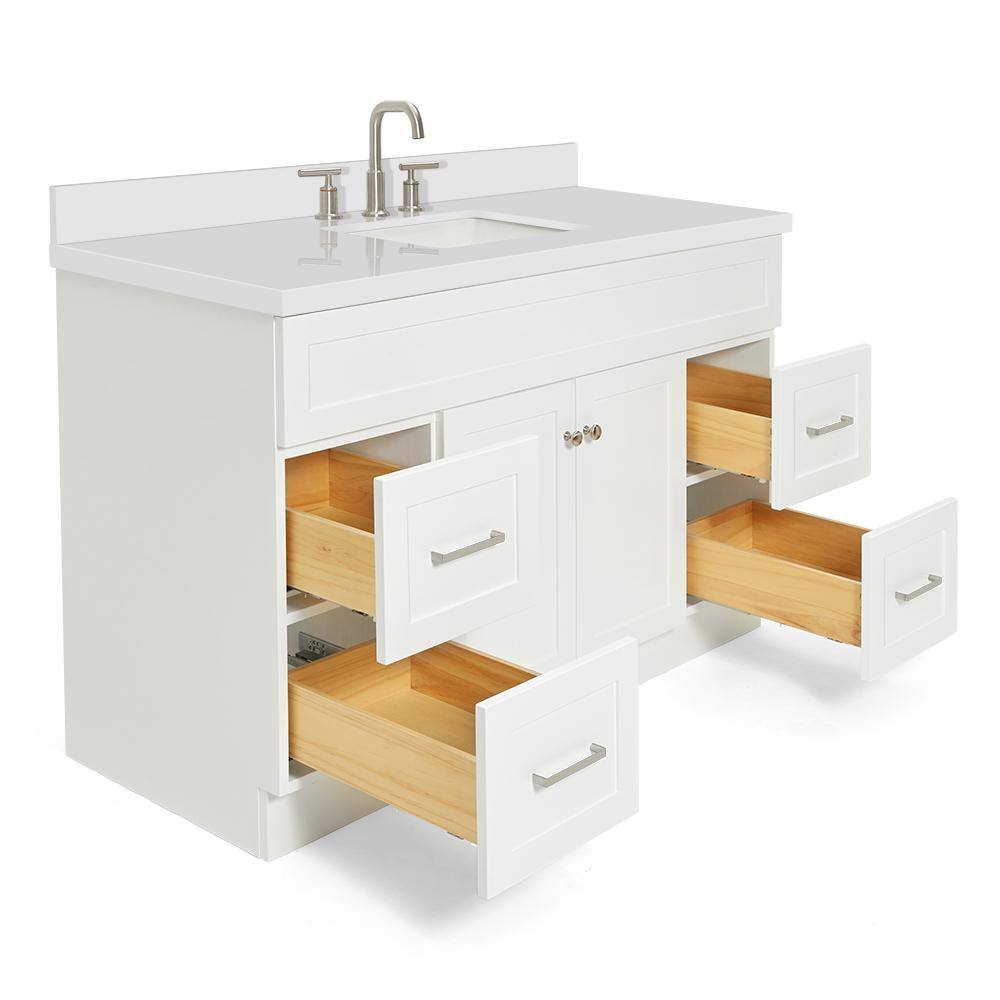 Hamlet 55" White Wood Single Basin Vanity with Quartz Top