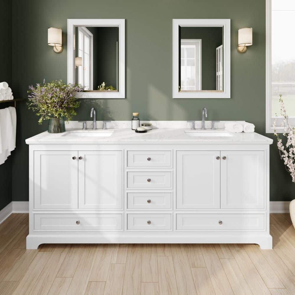 Deborah 80 in. Double Freestanding White Bath Vanity with Top price history on PriceWatchPro