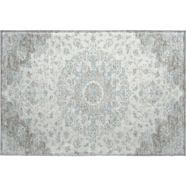 Mayfield Premium Machine Washable Abstract AMF2543 Ivory 3 ft. x 4 ft. Area Rug