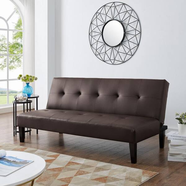 Buy Espresso Futon Sofa Bed, Faux Leather Futon Couch, Sofa Bed Couch